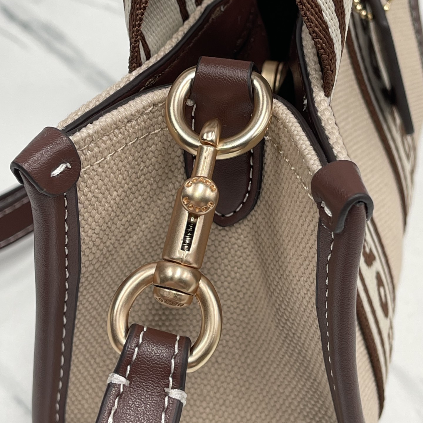 COACH -Smith 16 Canvas And Fine Calfskin Tote Bag Shoulder Crossbody Handbag Tote Bag