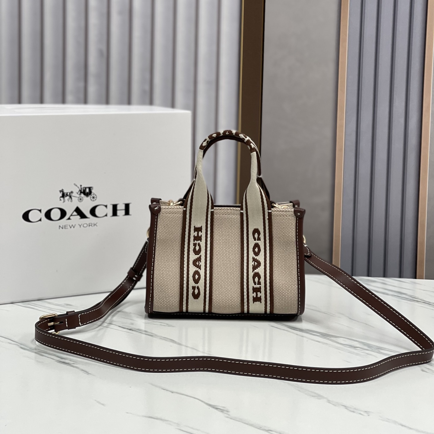 COACH -Smith 16 Canvas And Fine Calfskin Tote Bag Shoulder Crossbody Handbag Tote Bag