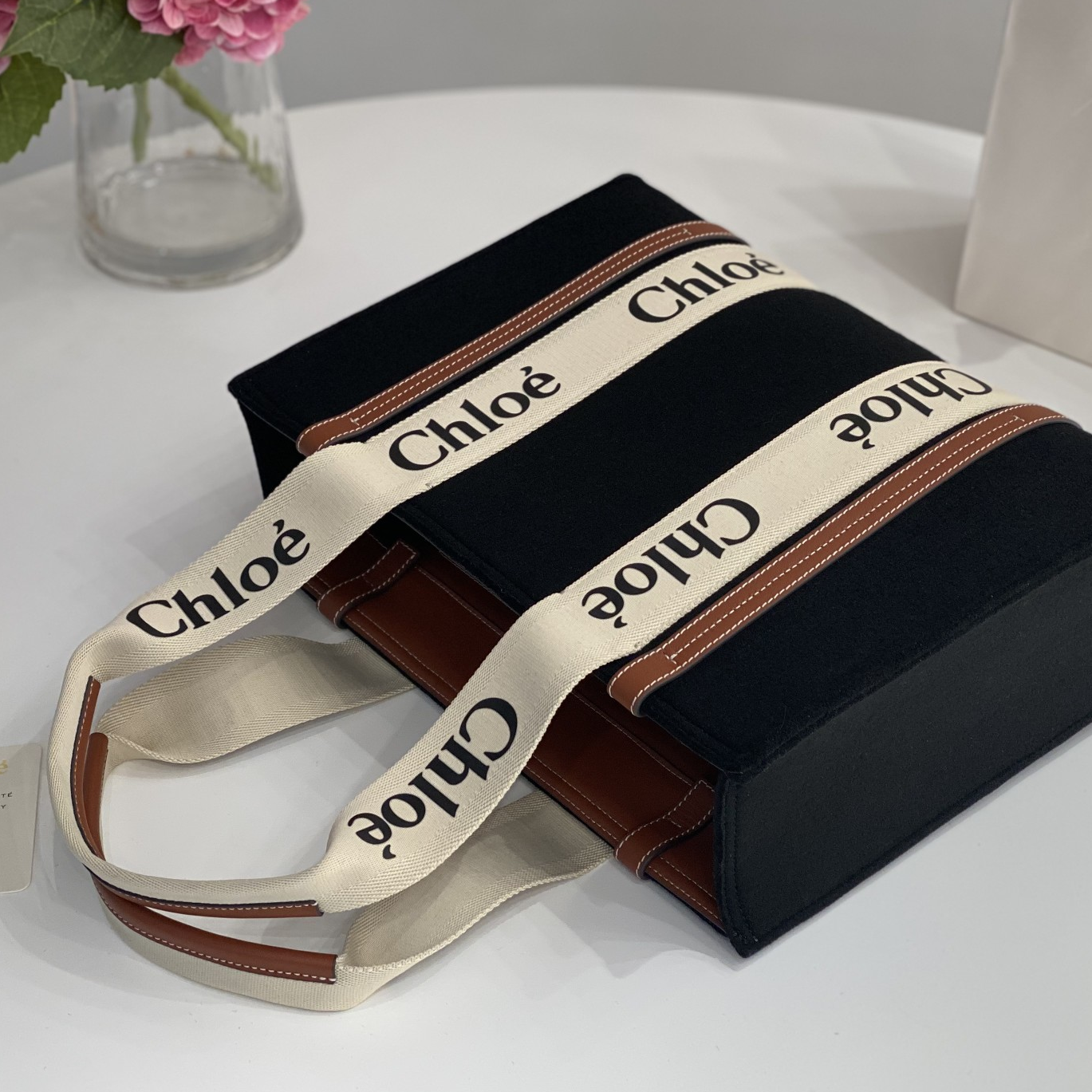 CH-Woody Wool Felt Patchwork Shoulder Handbag