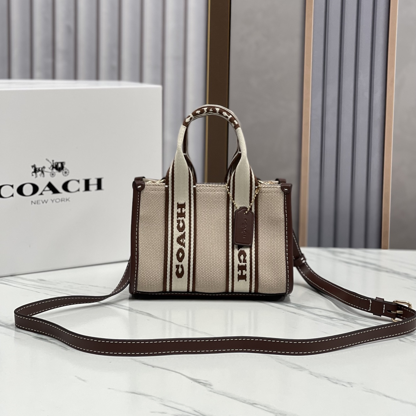 COACH -Smith 16 Canvas And Fine Calfskin Tote Bag Shoulder Crossbody Handbag Tote Bag