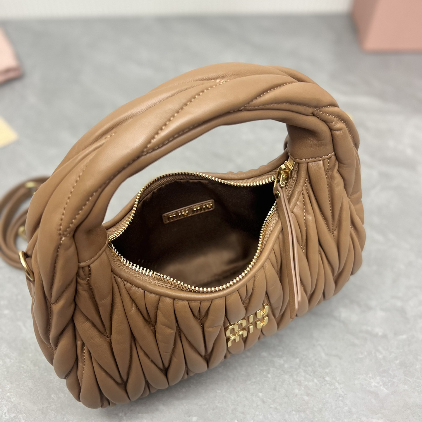 MIU MIU- Miuwander Metal Lettering Leather Women's Shoulder Crossbody Handbag