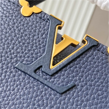 LV-Capucines Blue Flower Crown Cow Leather Mini Handbag