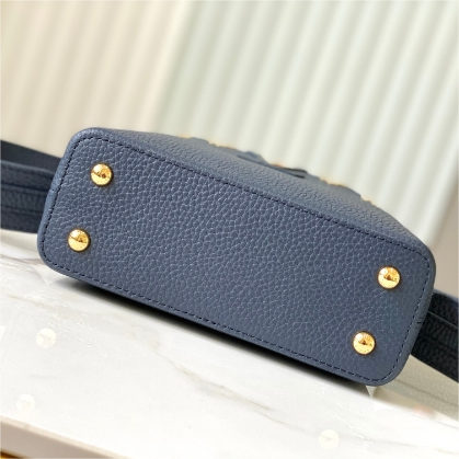 LV-Capucines Blue Flower Crown Cow Leather Mini Handbag