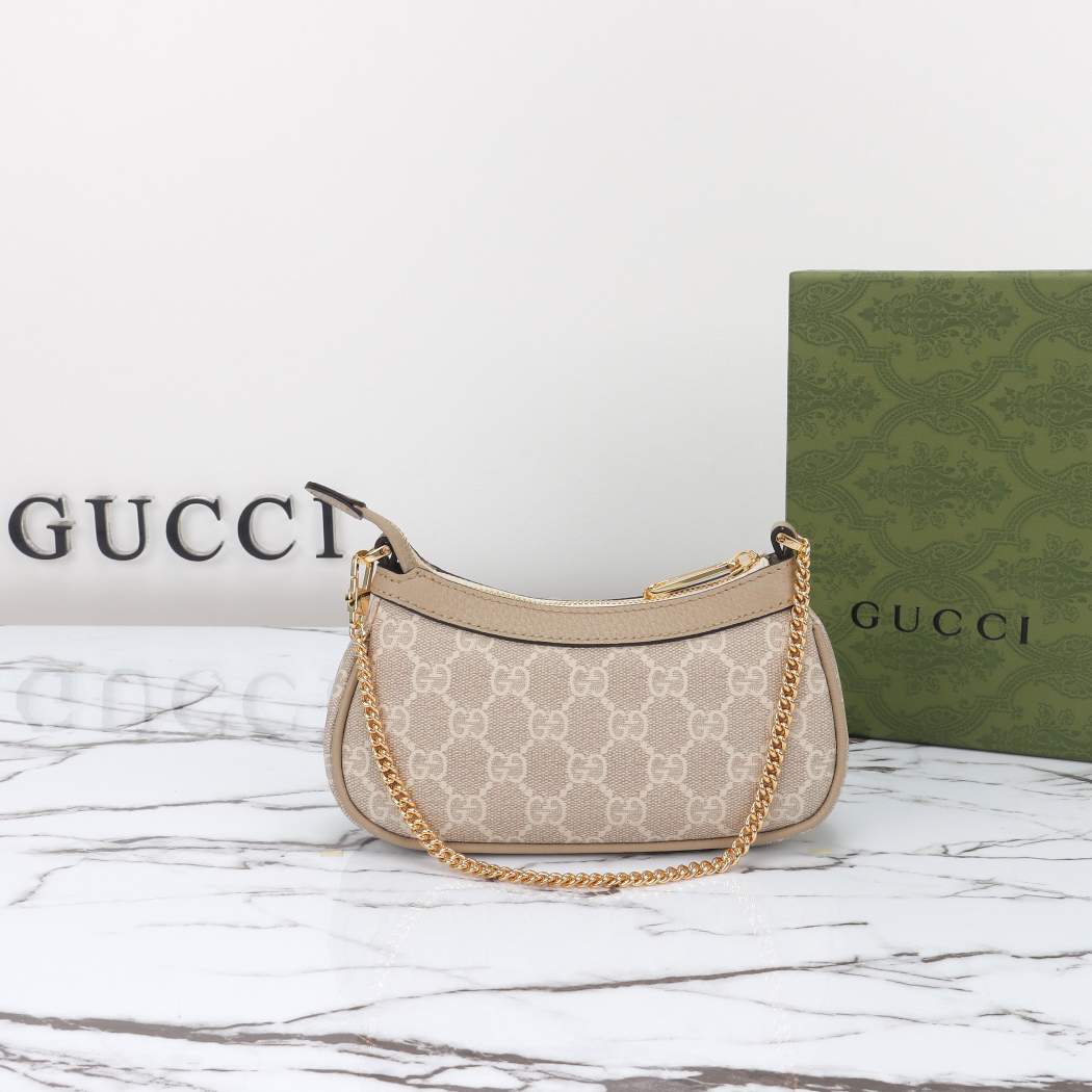 GUCCI- Ophidia Double G Logo Canvas and Leather Handbag