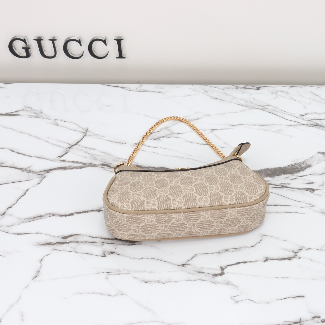GUCCI- Ophidia Double G Logo Canvas and Leather Handbag