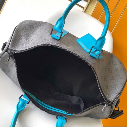 LV-Silver Flower Light Blue Canvas Travel Bag