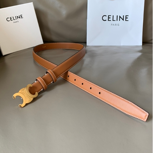 CELINE-Calf Leather Metal Buckle Belt
