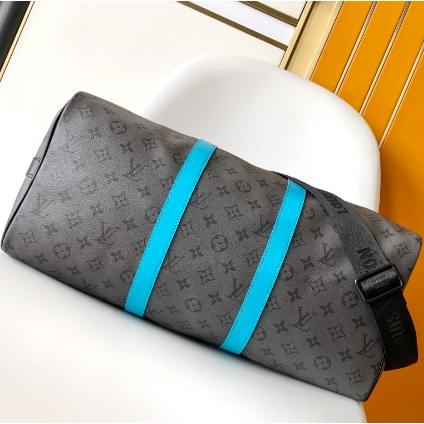 LV-Silver Flower Light Blue Canvas Travel Bag
