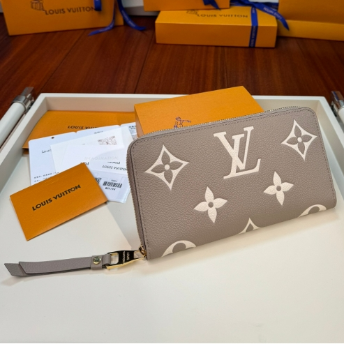 LV-Two Tone Fingerprint Cowhide Leather Wallet