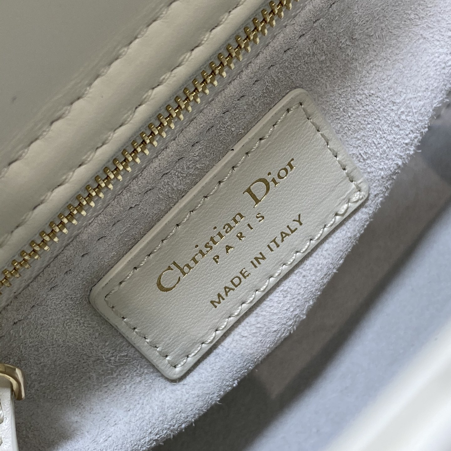 DIOR- Lady Dior Small White Lambskin Shoulder Bag