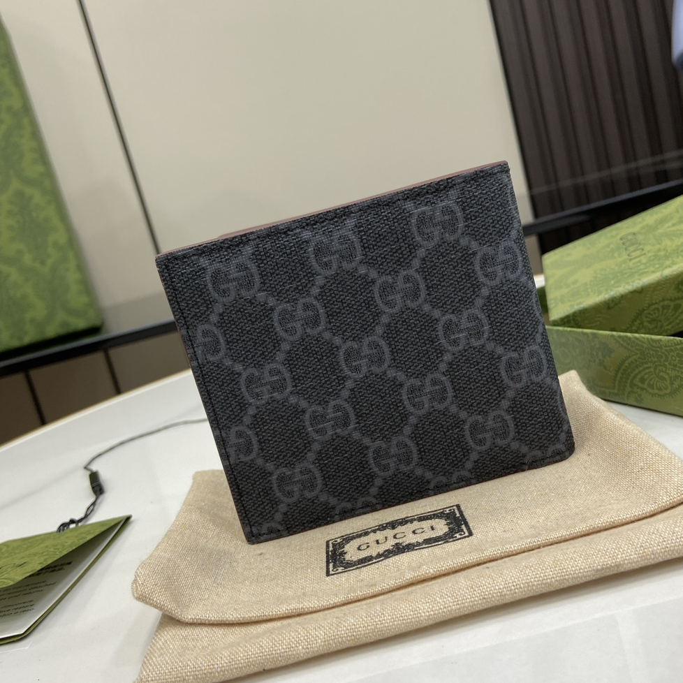 GUCCI- Canvas Black and Bordeaux Red Wallet