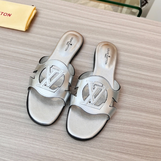 LV-Cowhide Hollow Slippers