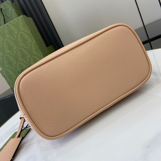 Gucci-Ophidia Grey Pink Leather Rolled Edge Small Shoulder Backpack