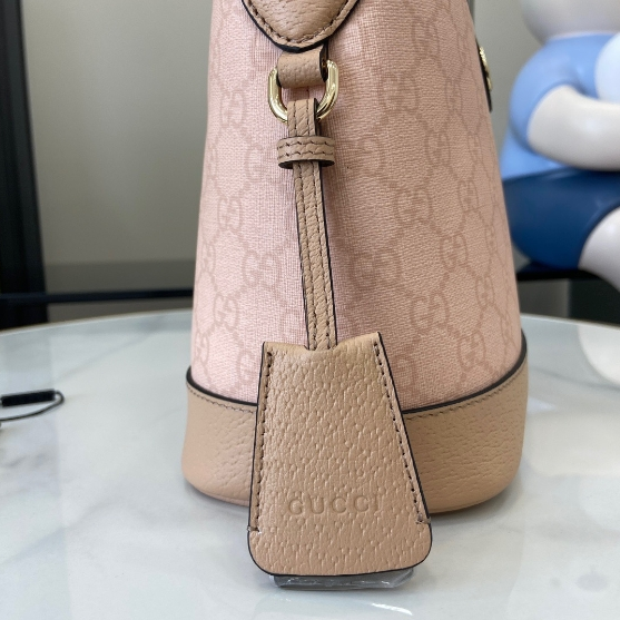 Gucci-Ophidia Grey Pink Leather Rolled Edge Small Shoulder Backpack
