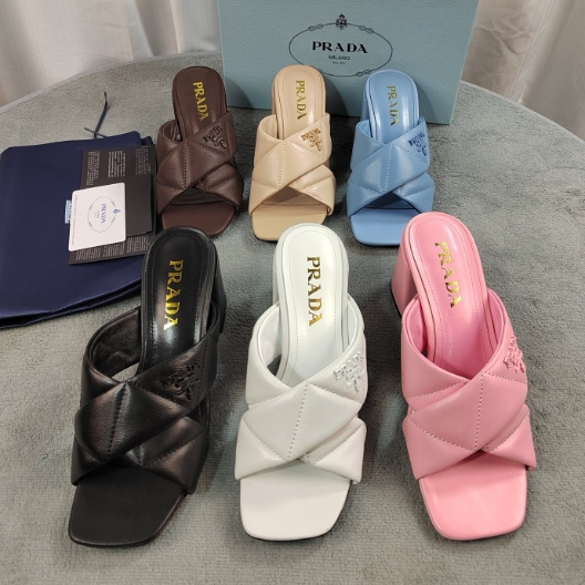 Prada-Water Dyed Sheepskin Slippers High Heels