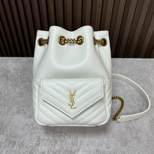 YSL-Sheepskin Platinum Mini Bucket Bag