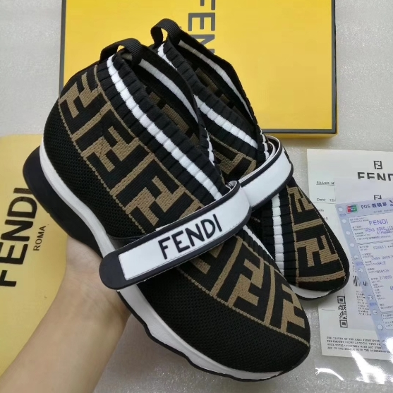 Fendi-Elastic Jacquard Cowhide Casual Shoes