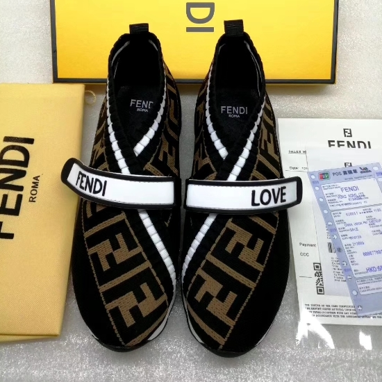 Fendi-Elastic Jacquard Cowhide Casual Shoes