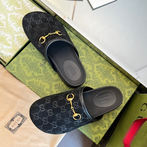 Gucci-Classic Leather Flower Flat Shoes