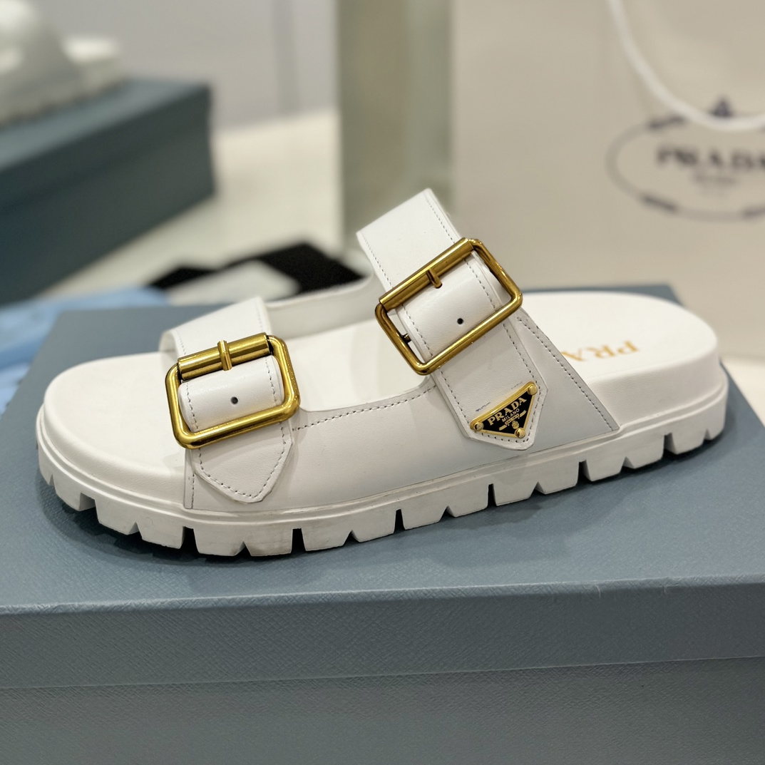 Prada-WHITE Leather Sandals