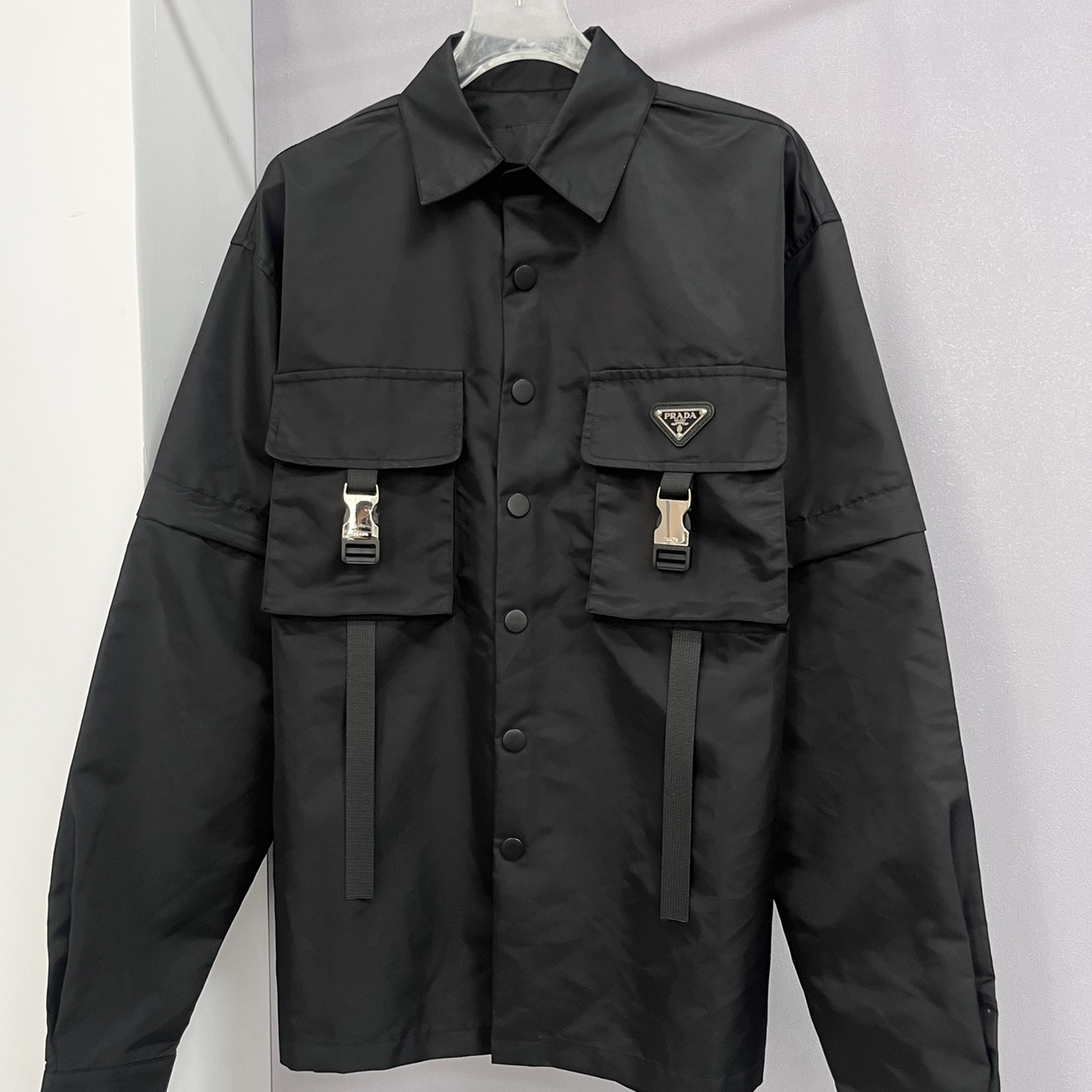 PRAD-Black Button Loose Detachable Long-sleeved Shirt