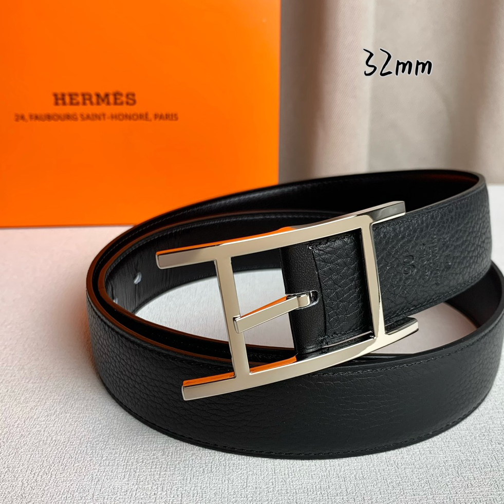 Hermes-Black Cowhide Belt
