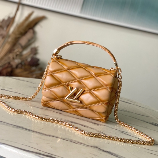 LV-Soft Sheepskin Sand Colored Small Handbag