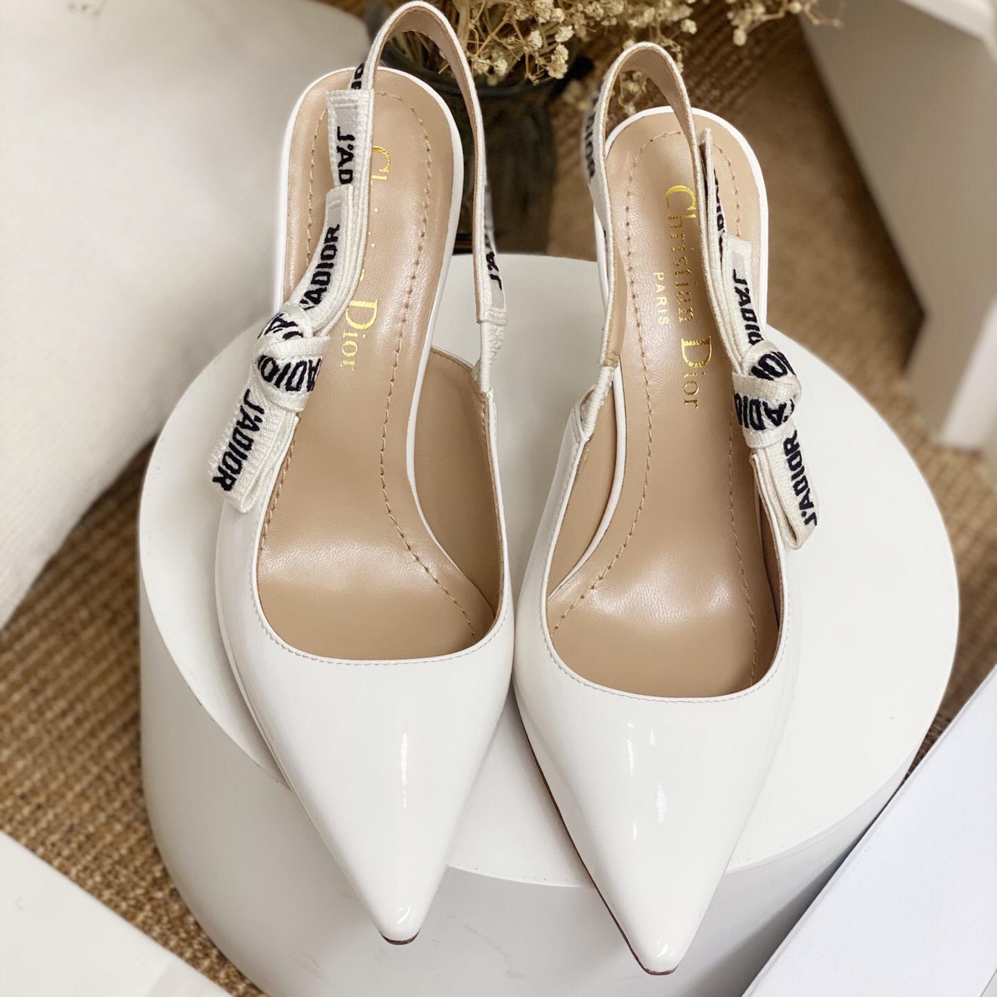 Dior-JA Dior white woven cat heel sandals