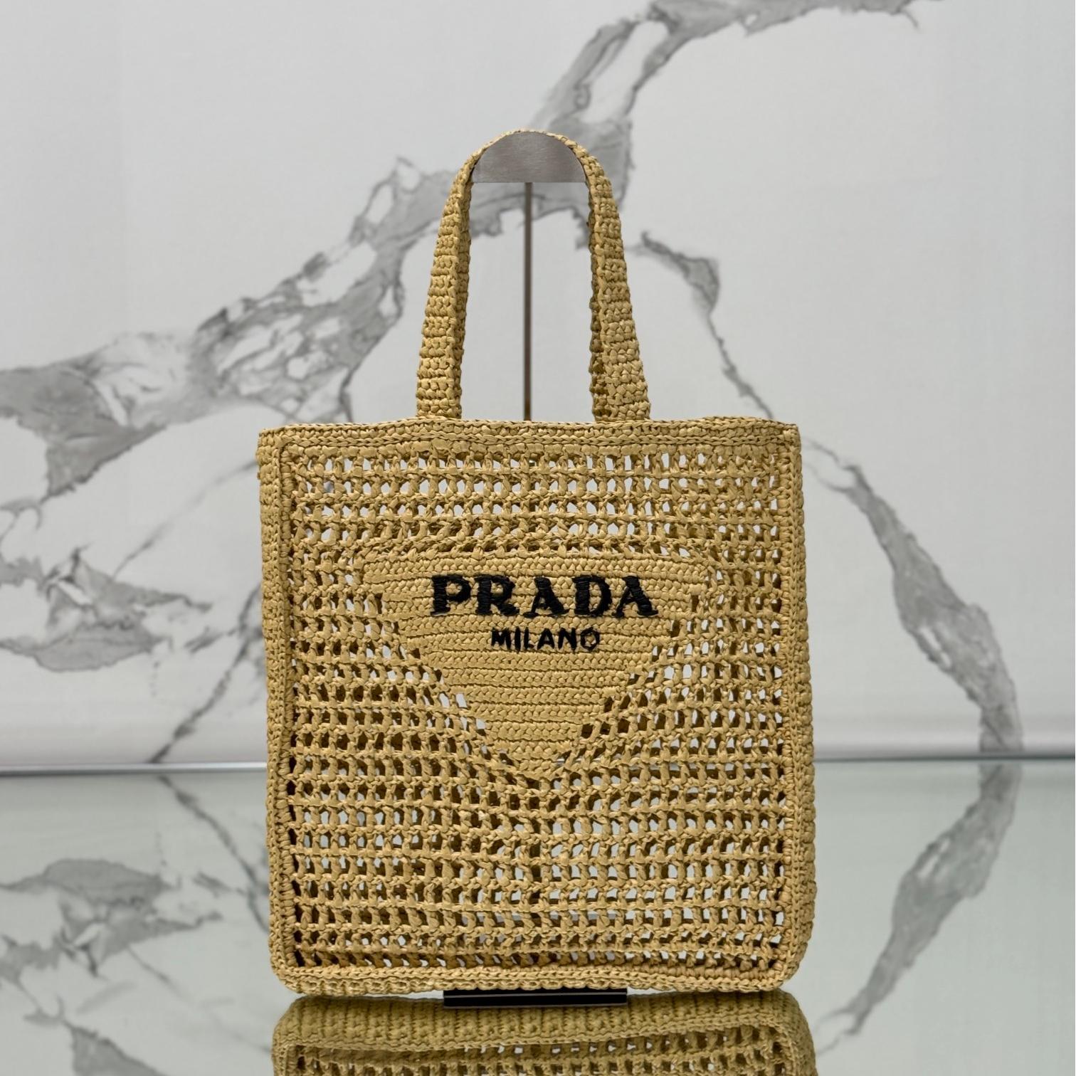 Prada-Coconut fiber tote beach bag