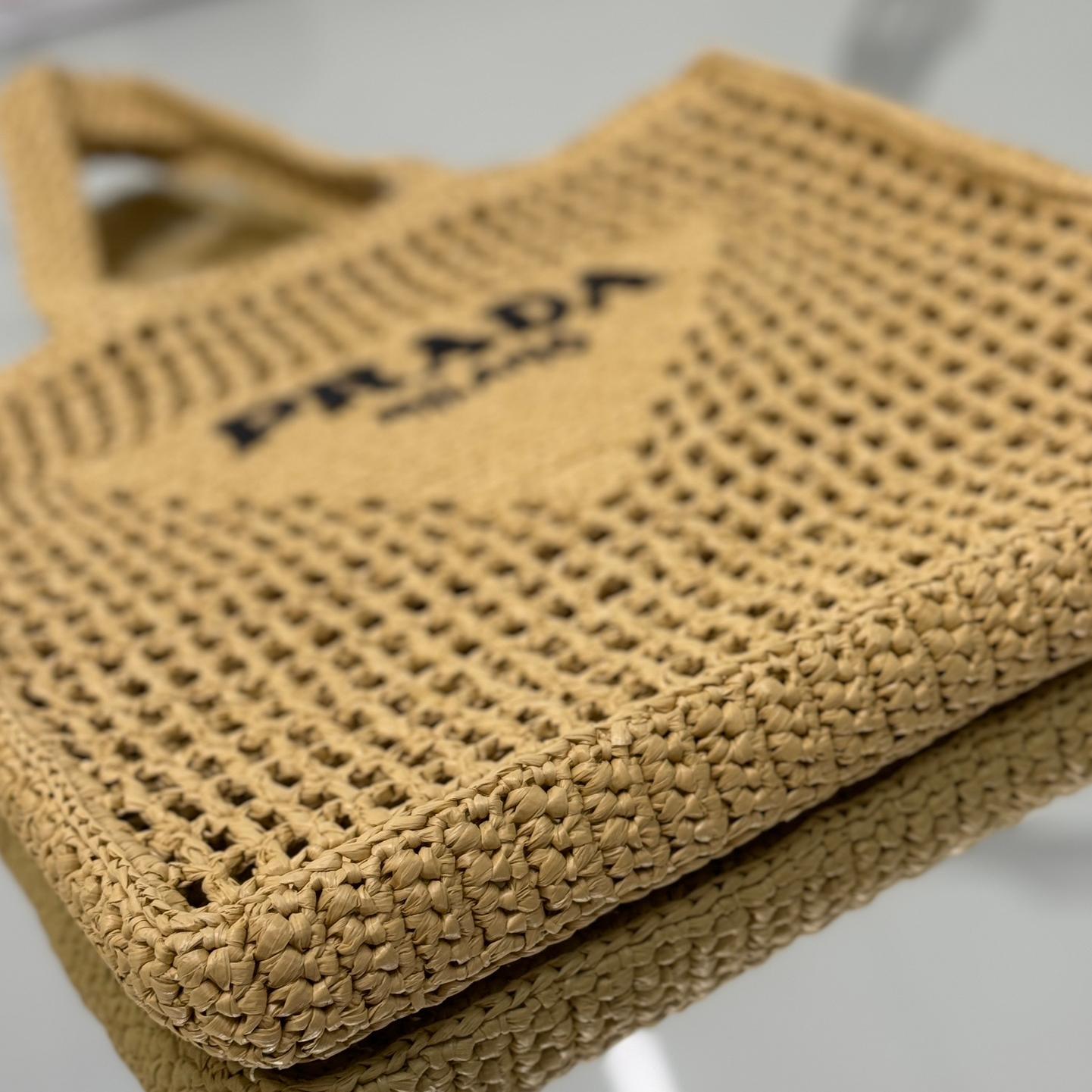 Prada-Coconut fiber tote beach bag