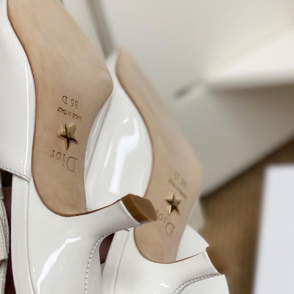 Dior-JA Dior white woven cat heel sandals