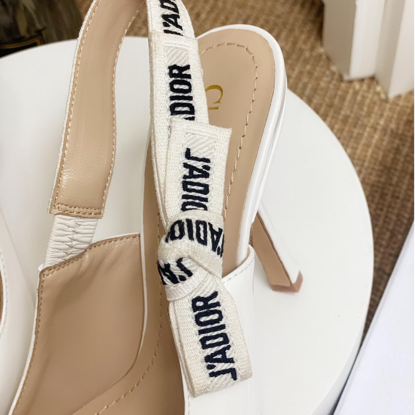 Dior-JA Dior white woven cat heel sandals