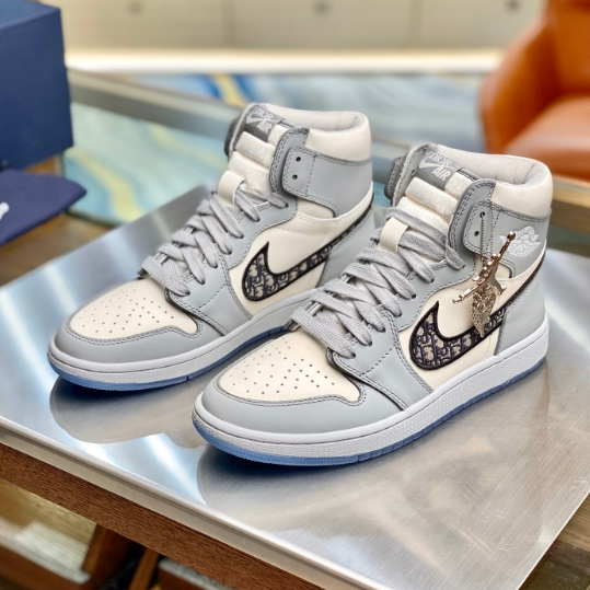 DIOR x Jordan-Calf Ceather High Top Shoes