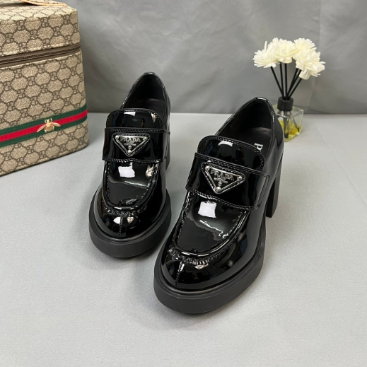 Prada-Classic Triangular Logo Loafers