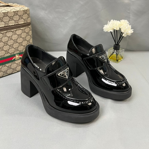 Prada-Classic Triangular Logo Loafers