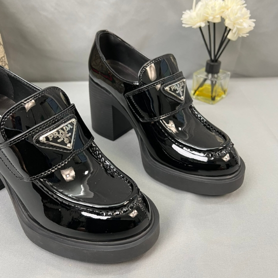 Prada-Classic Triangular Logo Loafers