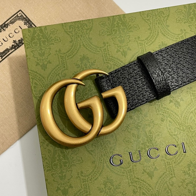 Gucci- Brass Double G Buckle Belt