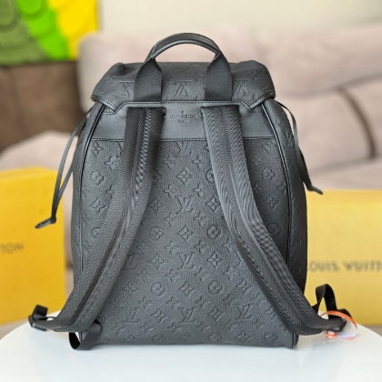 LV-Frosted Cowhide Embossed Pattern Backpack