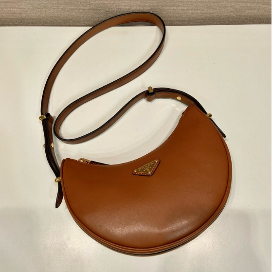 Prada-Moon Shoulder Strap Leather Handbag