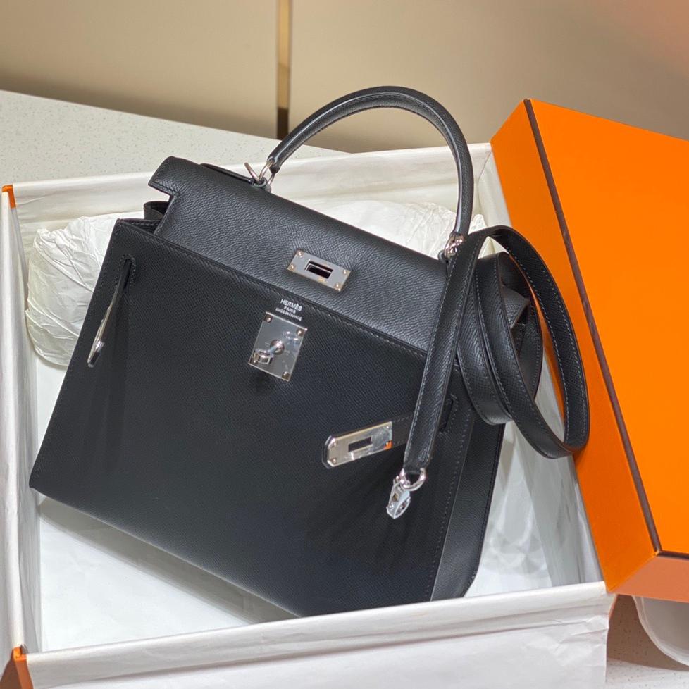 Hermes-Black-sliver Kelly 25CM bag