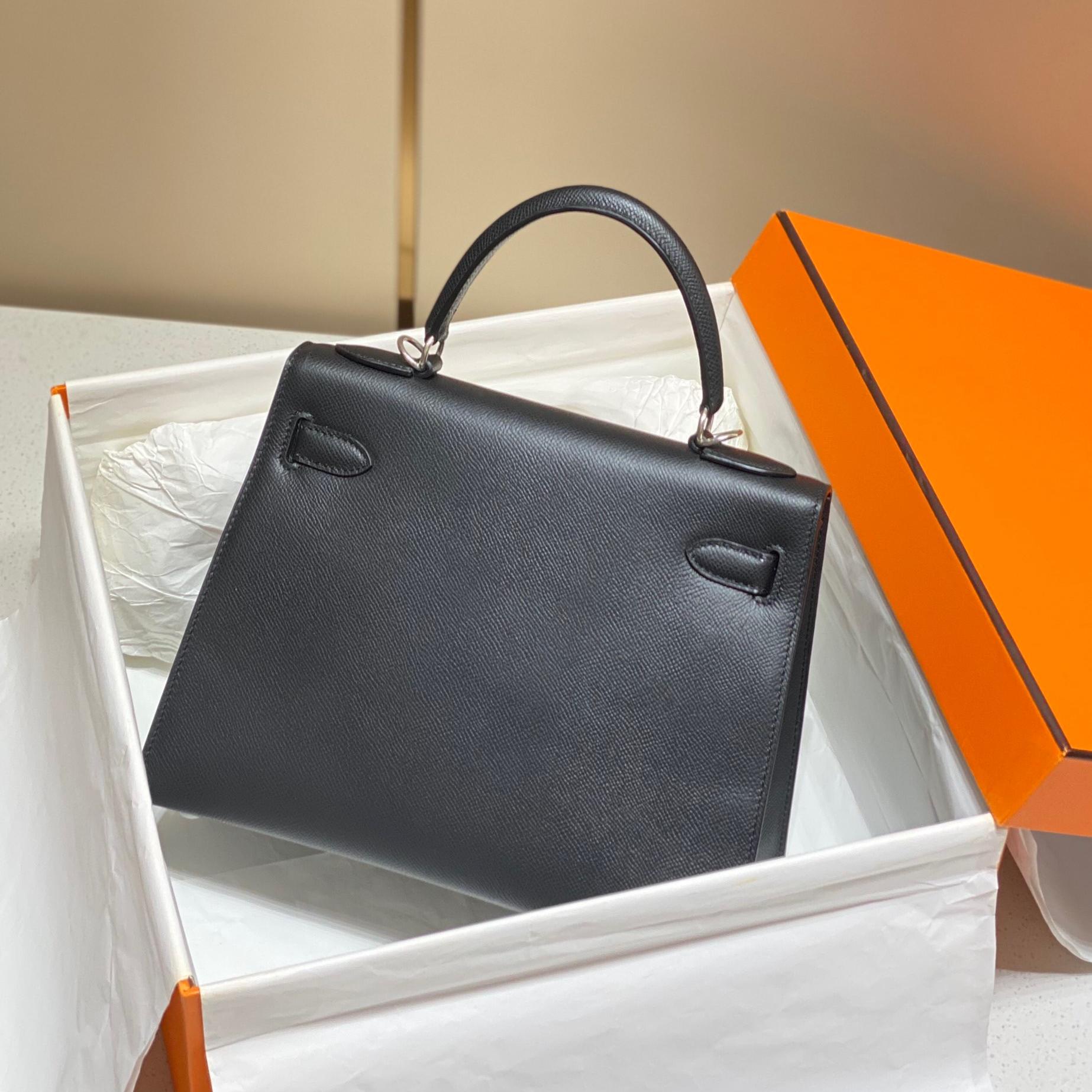 Hermes-Black-sliver Kelly 25CM bag
