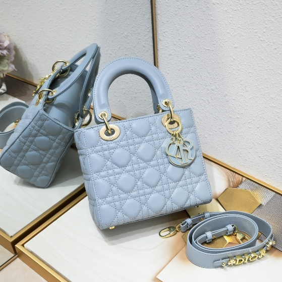 Dior-Four Grid Sheepskin Enamel Buckle Daifei bag