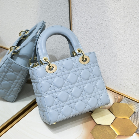 Dior-Four Grid Sheepskin Enamel Buckle Daifei bag
