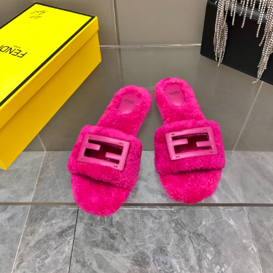 Fendi-Sheep Curly Hair Slippers