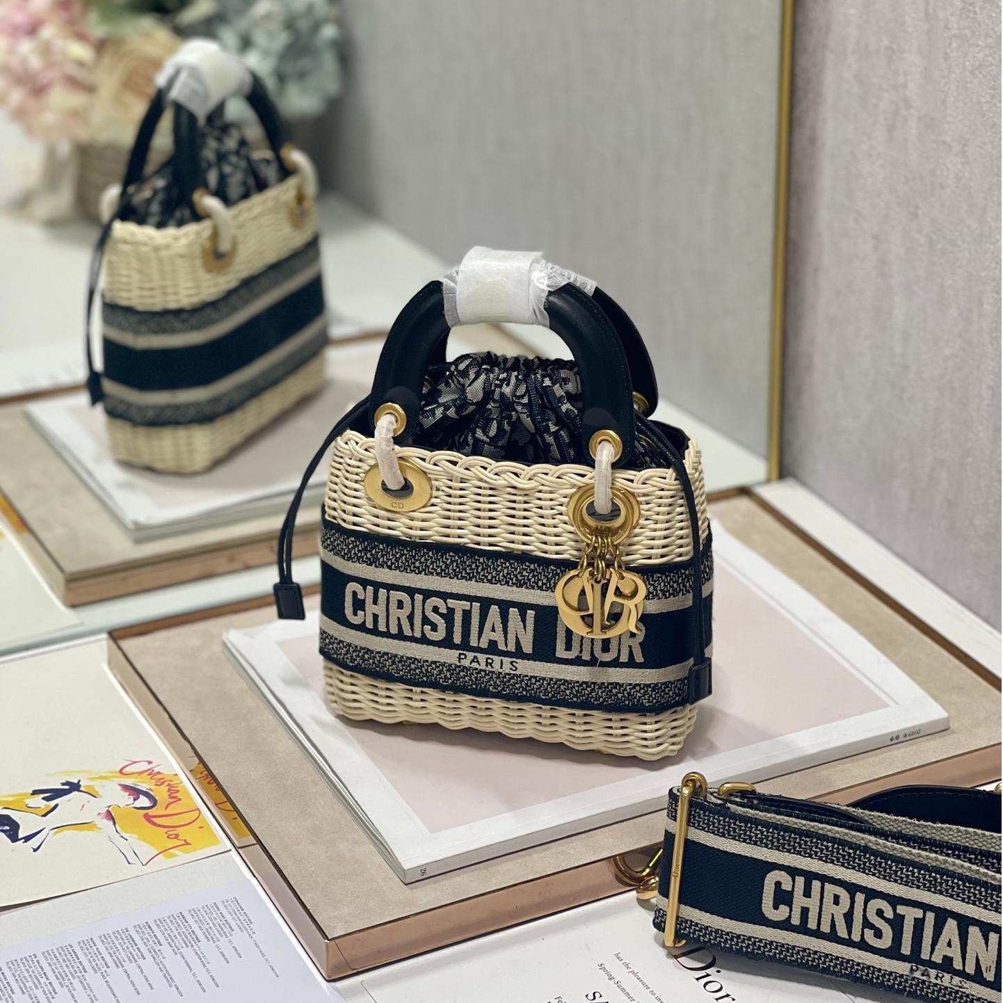 Dior-Lady Straw Crossbody Bag