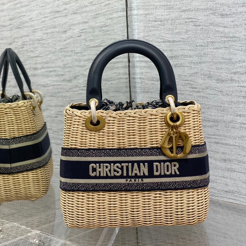 Dior-Wicker Willow bamboo woven large bag