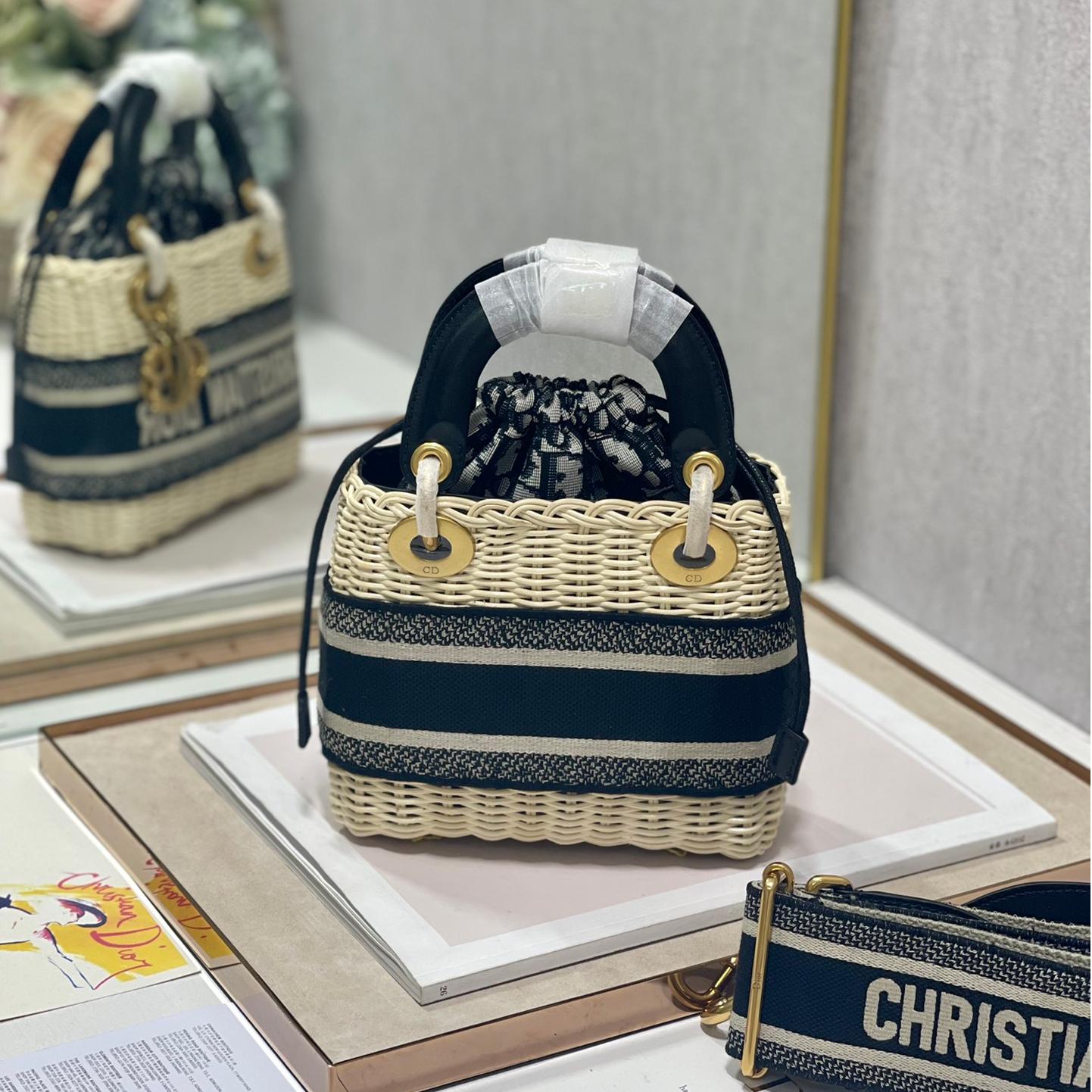 Dior-Lady Straw Crossbody Bag