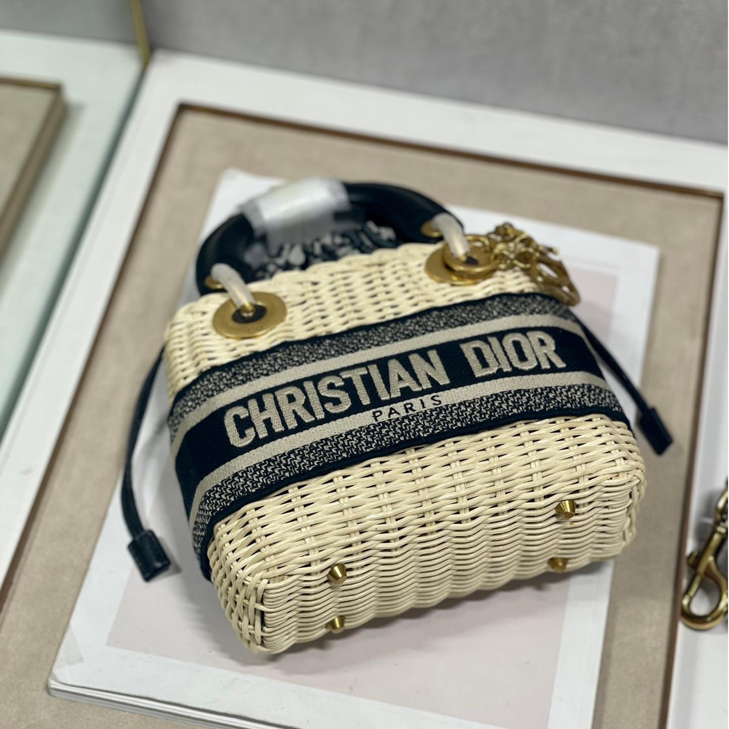 Dior-Lady Straw Crossbody Bag
