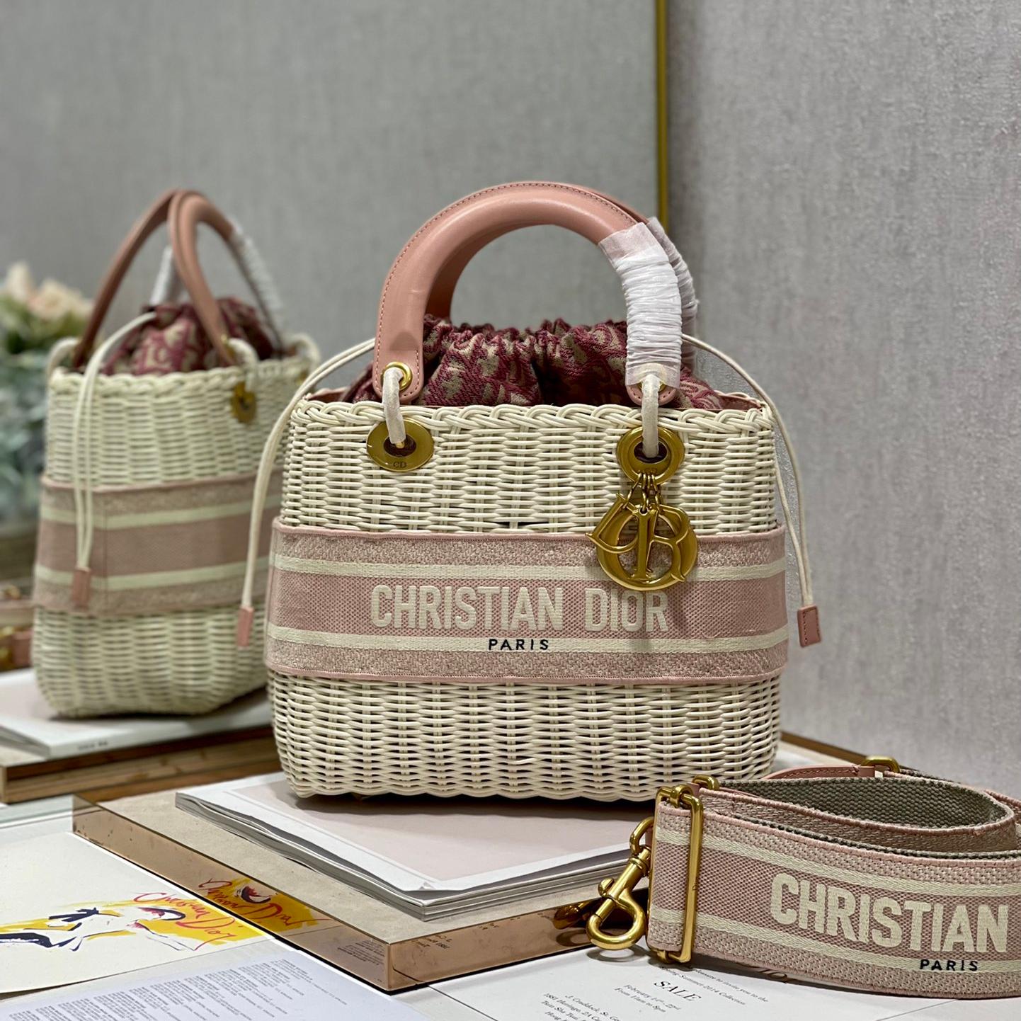 Dior-Wicker Willow bamboo woven large bag