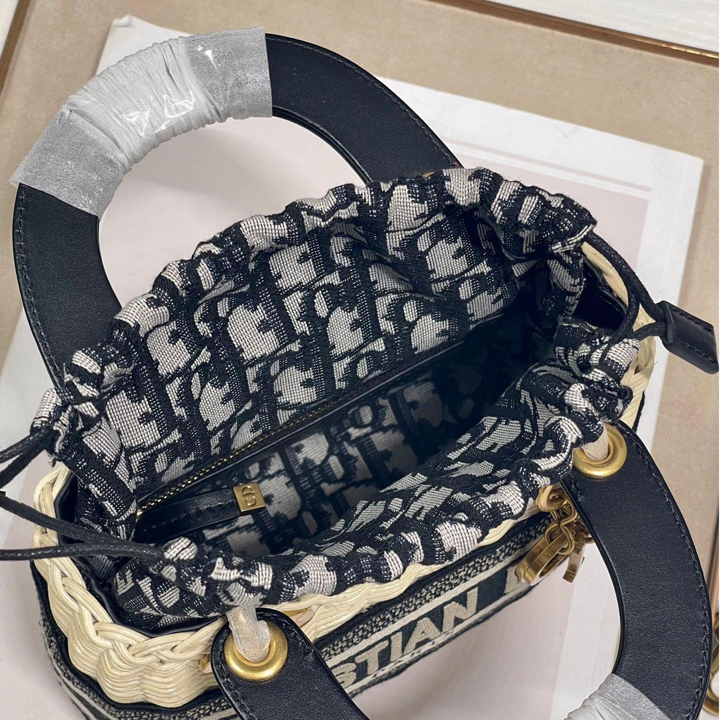 Dior-Lady Straw Crossbody Bag